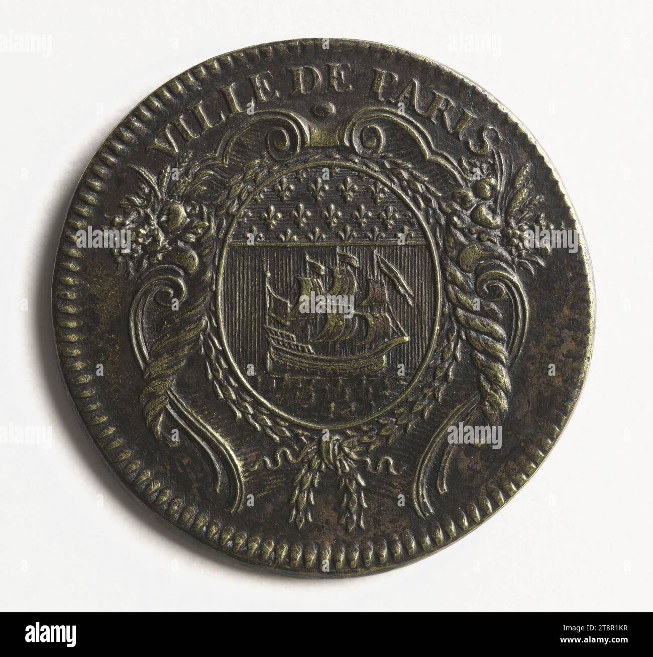 prévôt des marchands Armand-Jérôme Bignon, 1771, nel 1771, Numismatic, Token (numismatico), rame, Gilt = doratura, dimensioni - lavorazione: diametro: 3,3 cm, peso (tipo dimensione): 12,25 g. Foto Stock