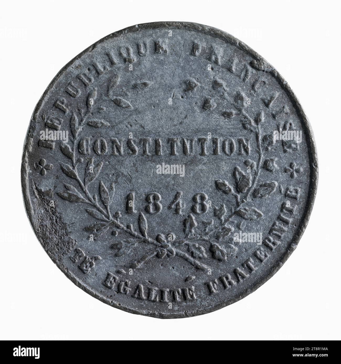 Adozione della Costituzione della seconda Repubblica, 4 novembre 1848, Array, Numismatic, medaglia, rame bianco, Parigi, dimensioni - lavoro: diametro: 3,1 cm, peso (tipo dimensione): 18,56 g. Foto Stock