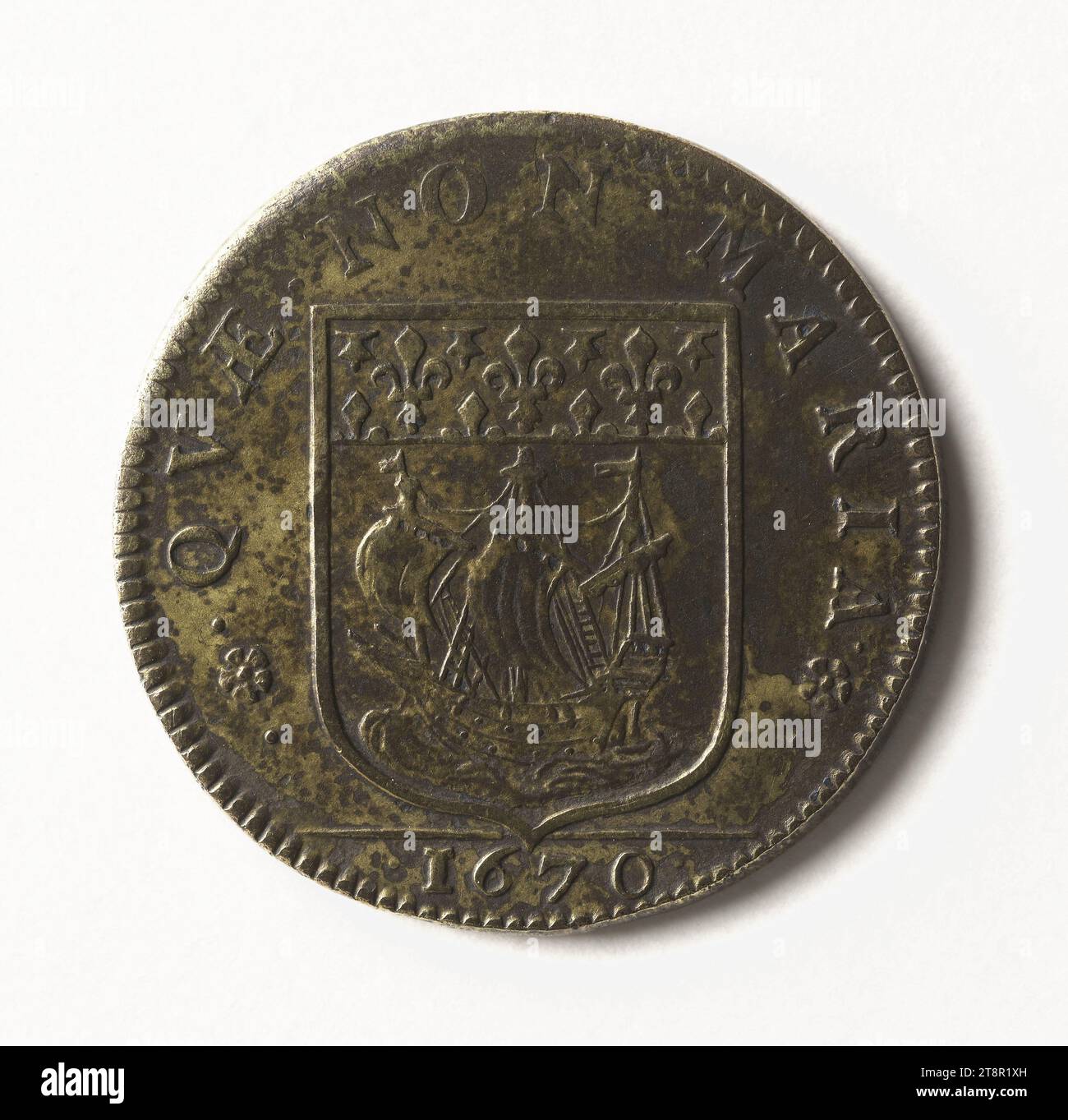 Prevosto dei mercanti: Claude le Peletier, 1670, nel 1670, Numismatic, Token (numismatico), ottone, dimensioni - pezzo: diametro: 2,6 cm, peso (tipo dimensione): 7,13 g. Foto Stock