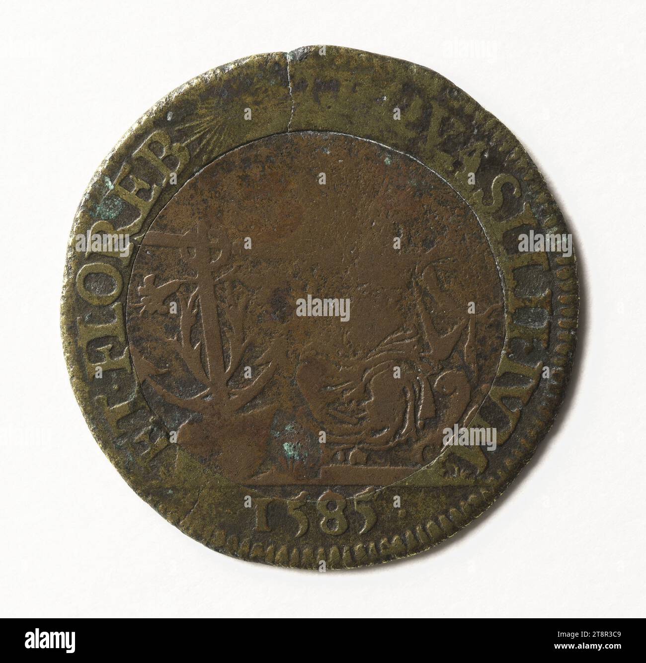 Municipal Series, 1585, nel 1585, Numismatic, Token (numismatic), rame, dorato = doratura, dimensioni - pezzo: diametro: 2,8 cm, peso (dimensione tipo): 4,57 g. Foto Stock