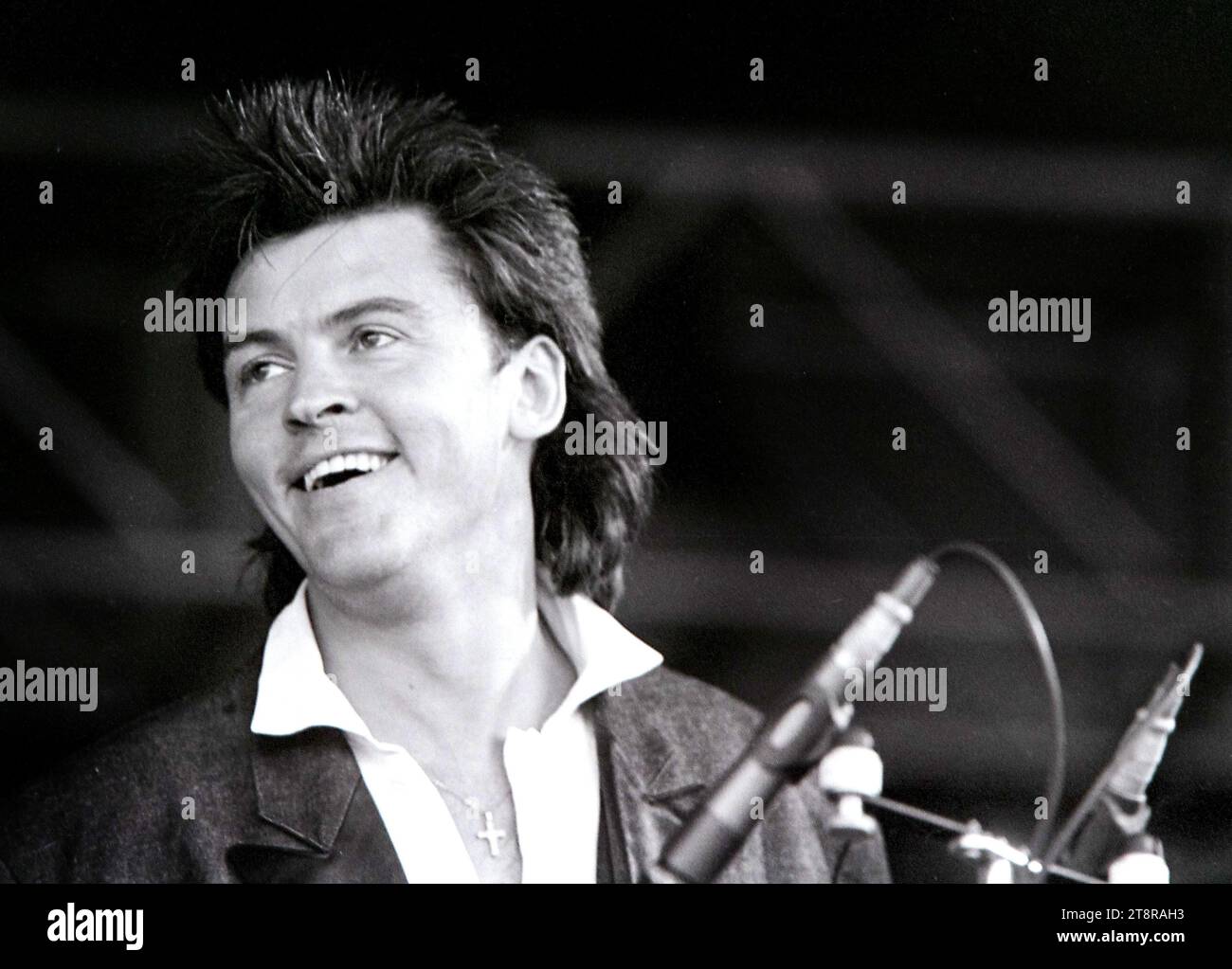 Esibizione di Paul Young durante il festival di Torhout nel 1985 con la famiglia reale. Belgio vvbvanbree Photography Foto Stock