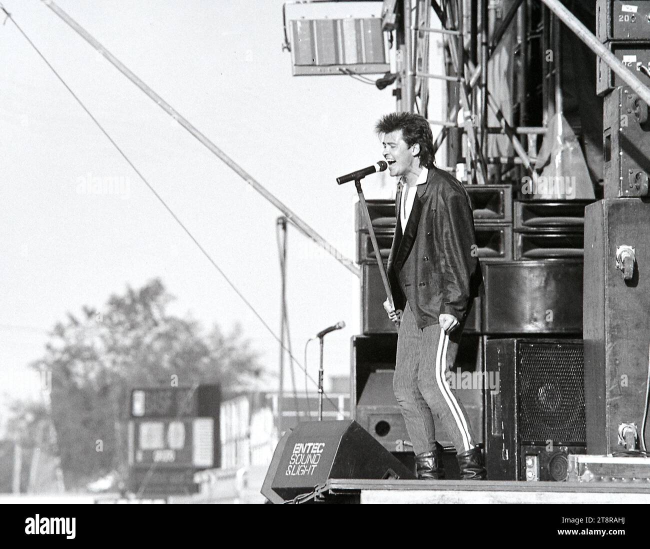 Esibizione di Paul Young durante il festival di Torhout nel 1985 con la famiglia reale. Belgio vvbvanbree Photography Foto Stock