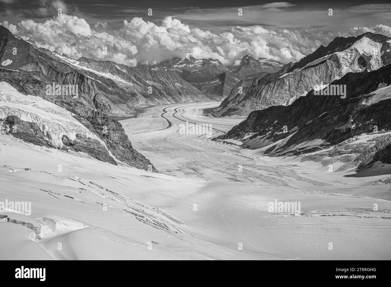 Estate sulla Jungfrau con vista sul ghiacciaio Aletsch Foto Stock