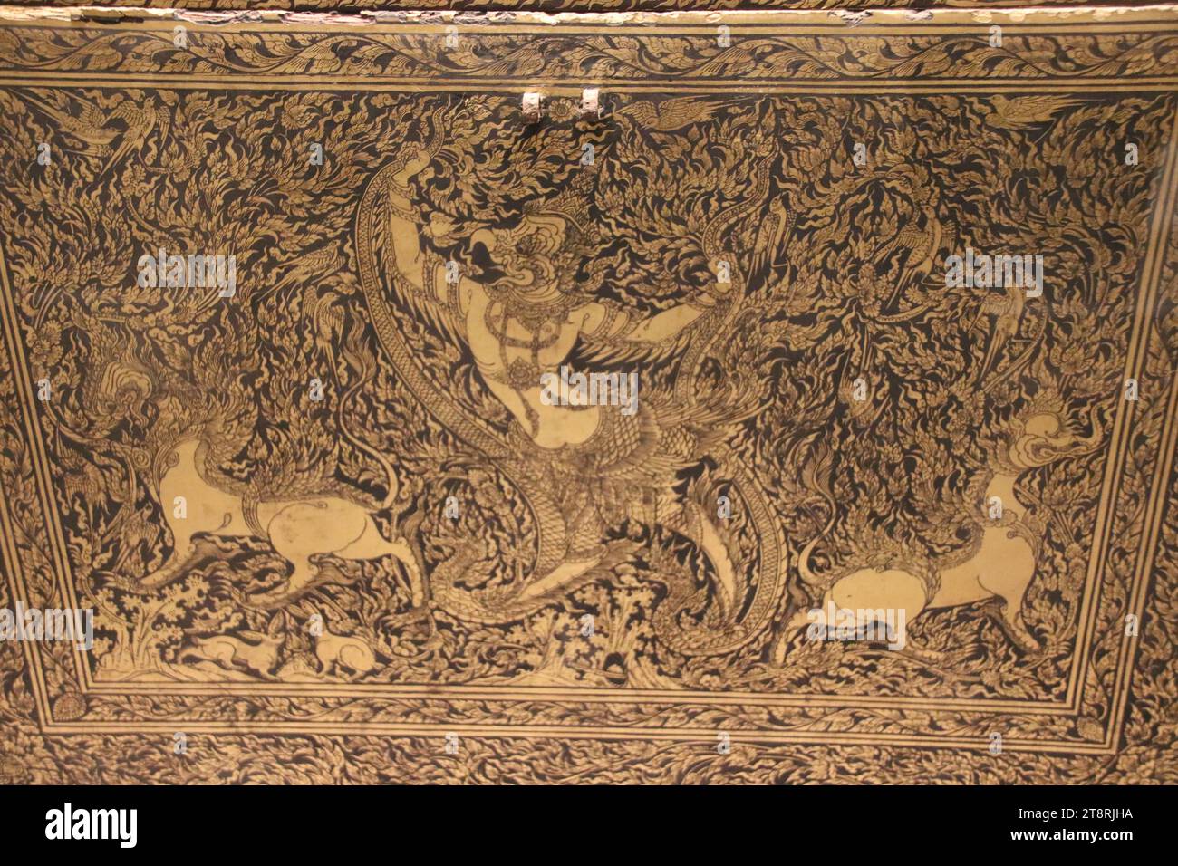 Scatola manoscritta, XVIII secolo, legno con Laquer & Gilt, Galleria di storia Tailandese, Museo Nazionale della Tailandia, Bangkok Foto Stock