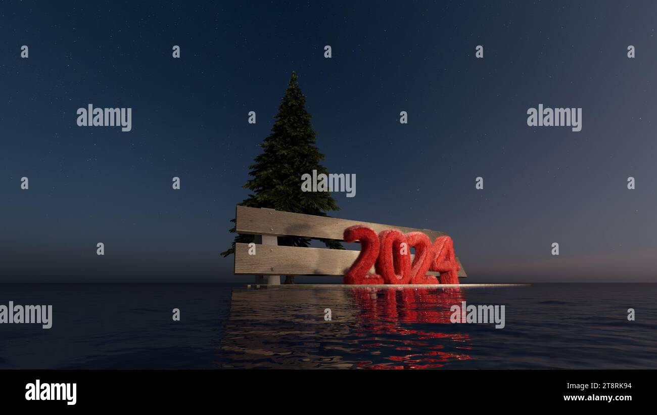 Felice anno nuovo 2024 è in arrivo con un'idea e un design eccezionali Foto Stock