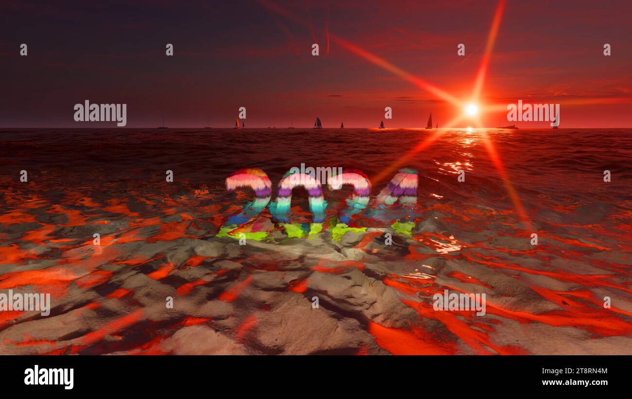 Felice anno nuovo 2024 è in arrivo con un'idea e un design eccezionali Foto Stock