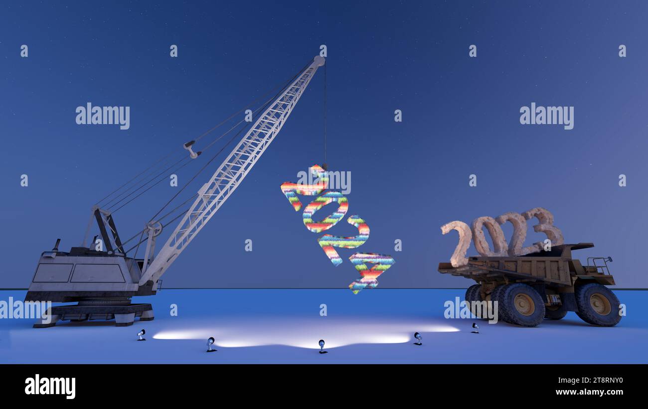 Felice anno nuovo 2024 è in arrivo con un'idea e un design eccezionali Foto Stock