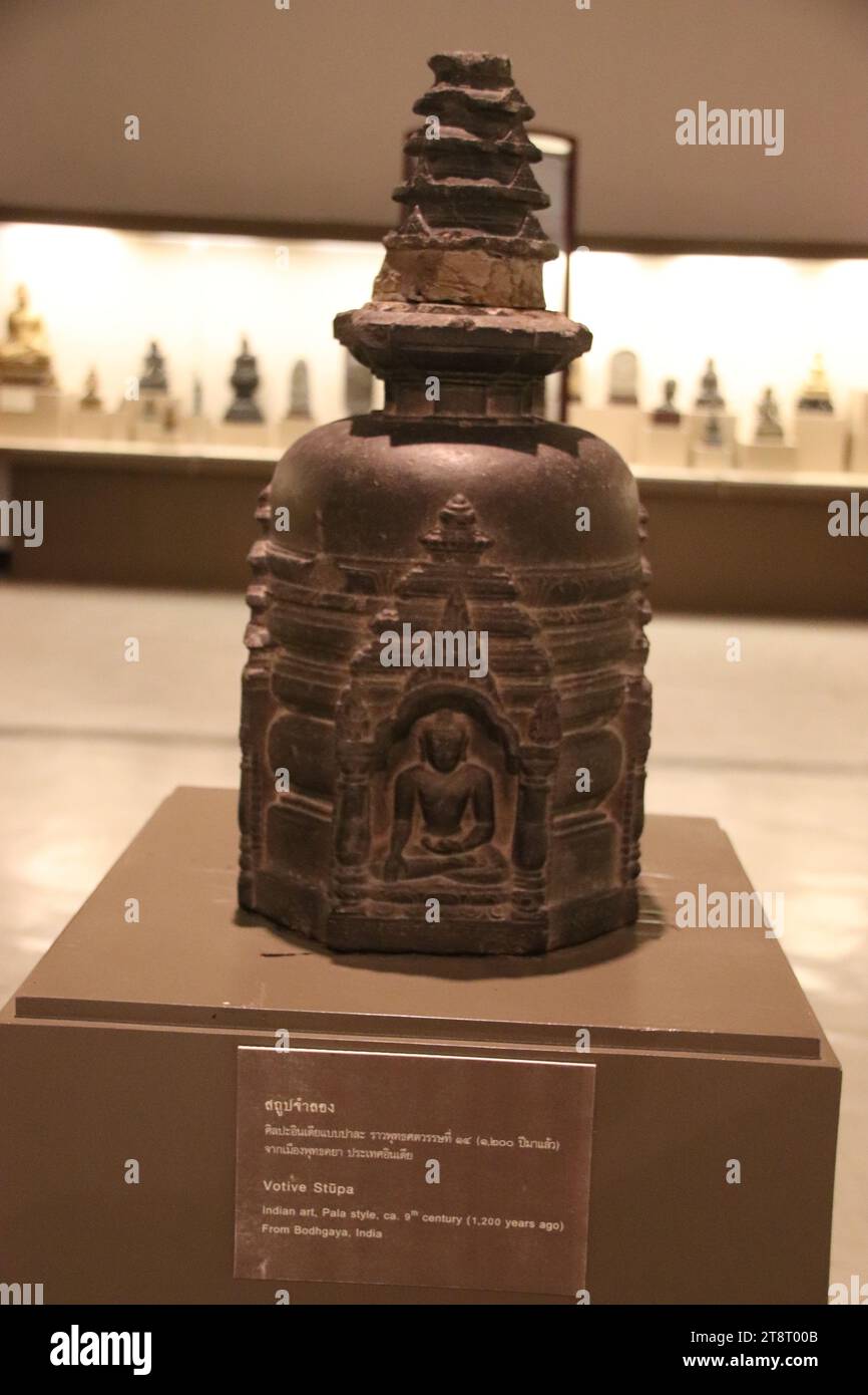 Stupa votiva, Arte Indiana, stile Pala, c. IX sec. AD, Museo Nazionale della Thailandia, Bangkok Foto Stock