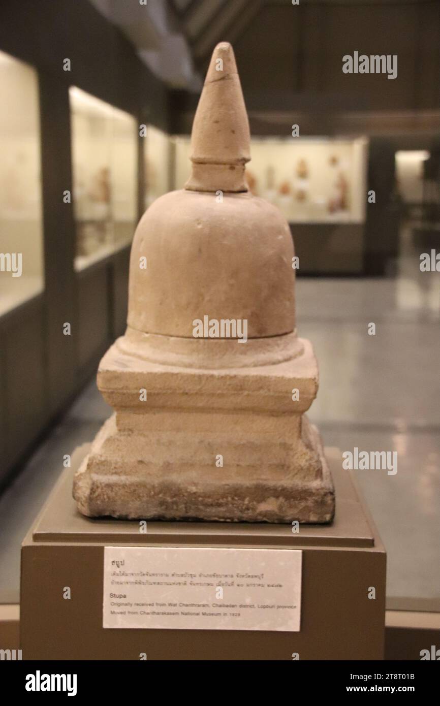 Arte Dvaravati: Stupa, Museo Nazionale della Thailandia, Bangkok Foto Stock