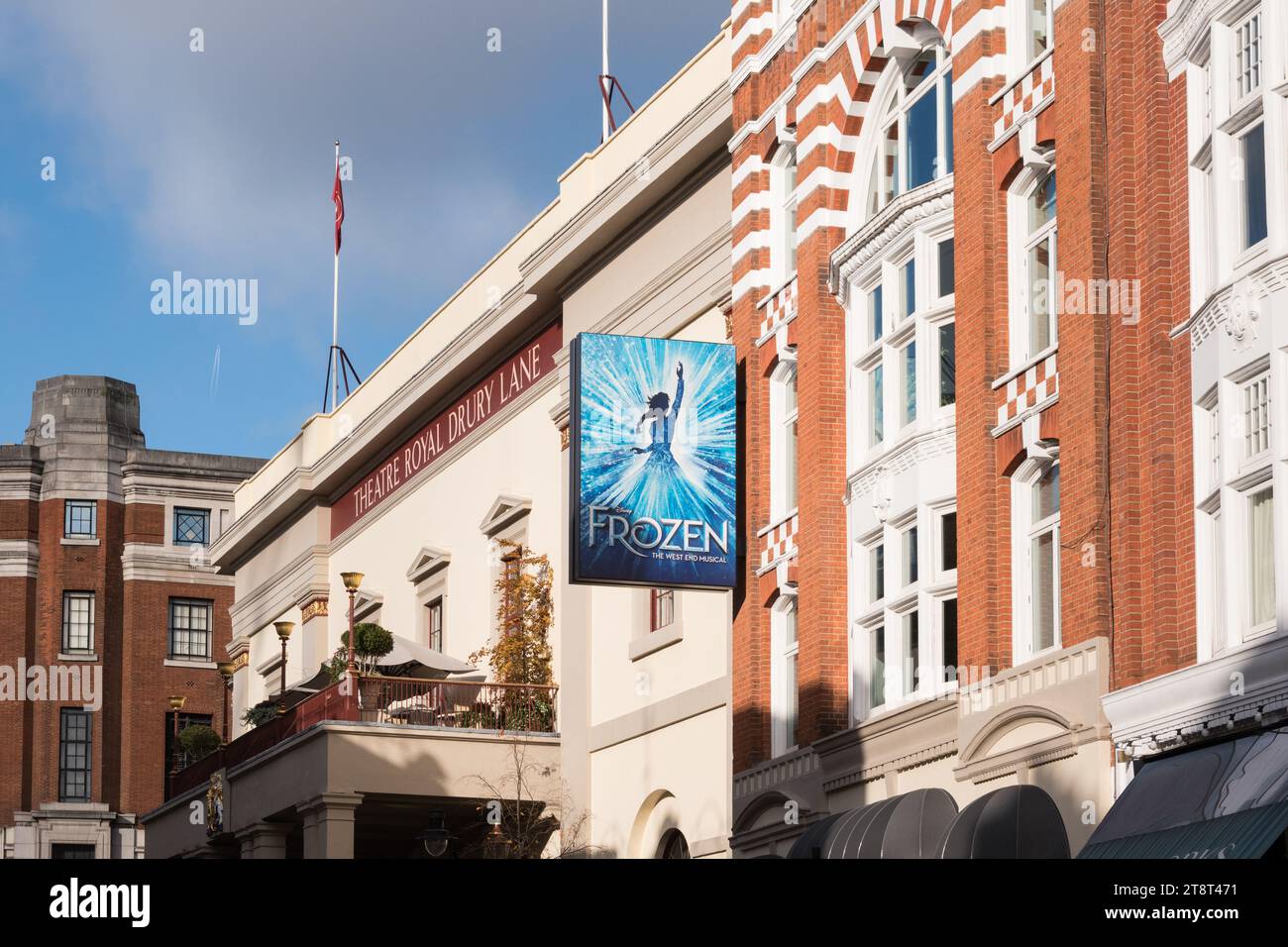 Primo piano di uno spot congelato all'esterno del Theatre Royal, Drury Lane, Londra, Inghilterra, Regno Unito Foto Stock