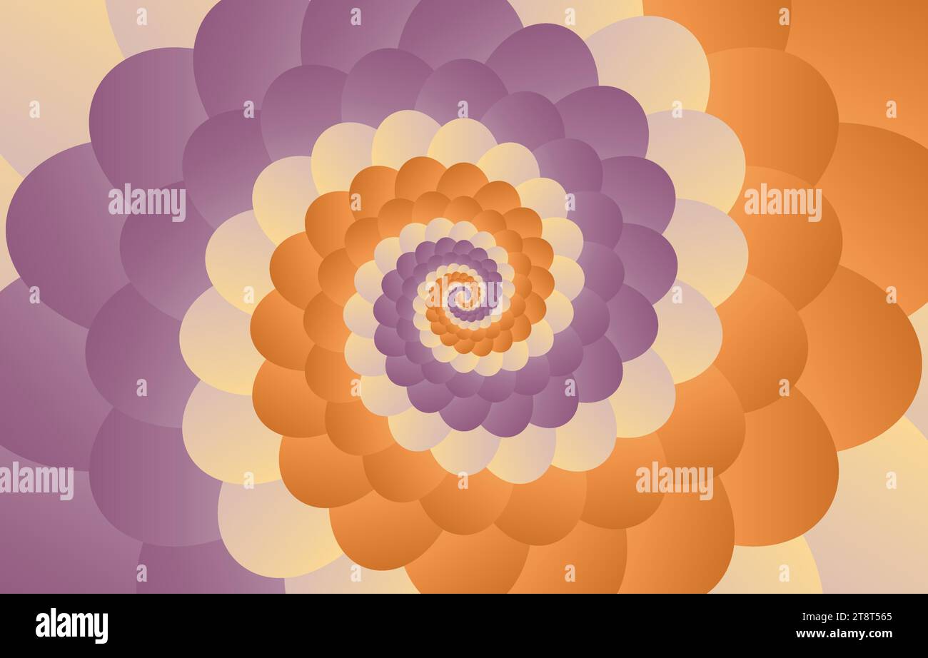 Sfondo spirale Fibonacci. Modello di pattern Nautilus Fibonacci colorato astratto, illustrazione vettoriale Illustrazione Vettoriale