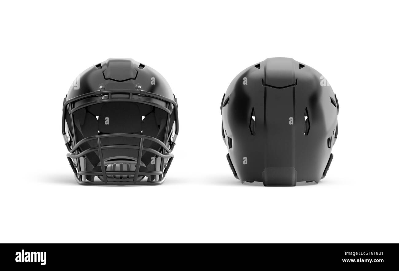 Mockup con casco da football americano nero vuoto, vista laterale, Foto Stock