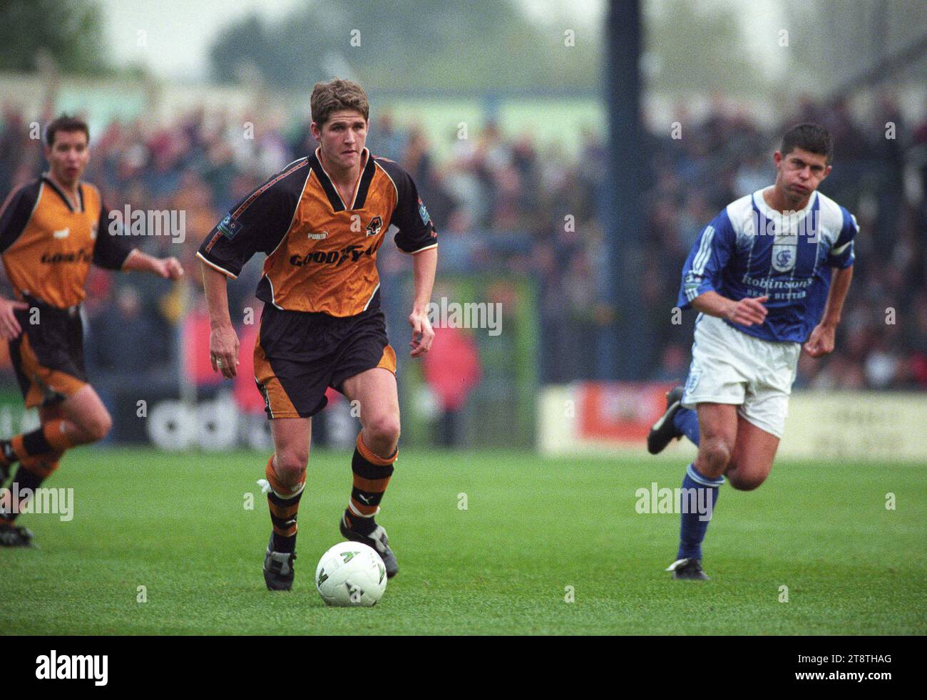 Stockport County V Wolverhampton Wanderers a Edgeley Park 25/10/97 1-0 Carl Robinson e Tom Bennett. Foto Stock