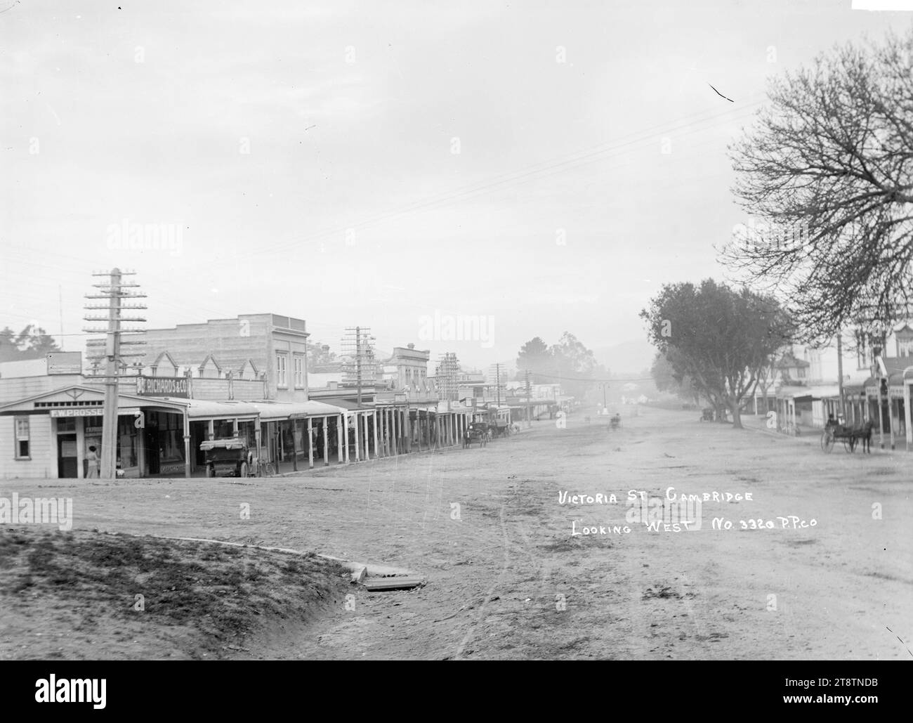Victoria Street, Cambridge, guardando ad ovest, Vista di Victoria Street, Cambridge. Gli edifici commerciali corrono lungo ogni lato della strada, con i locali commerciali di F W Prosser (agenti immobiliari) all'angolo, al centro a sinistra. circa 1910-1930 Foto Stock