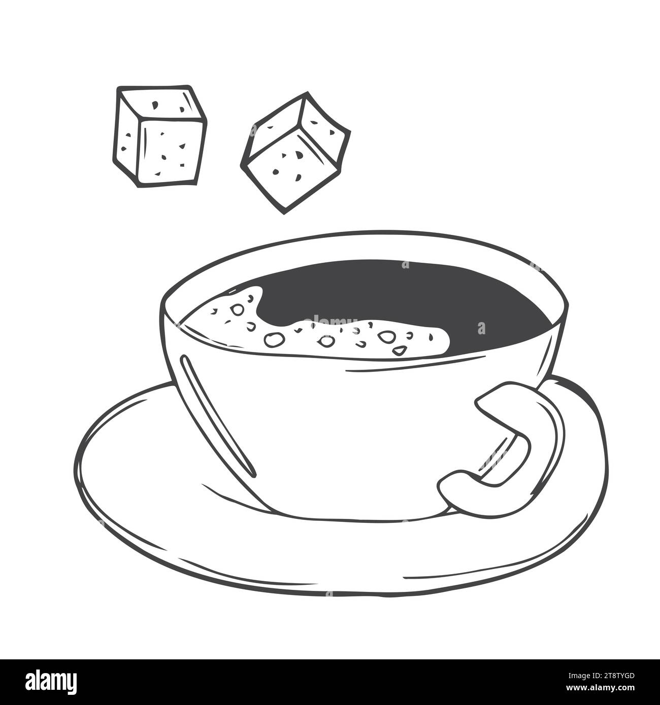 Tazza da caffè in stile Doodle su bianco Illustrazione Vettoriale