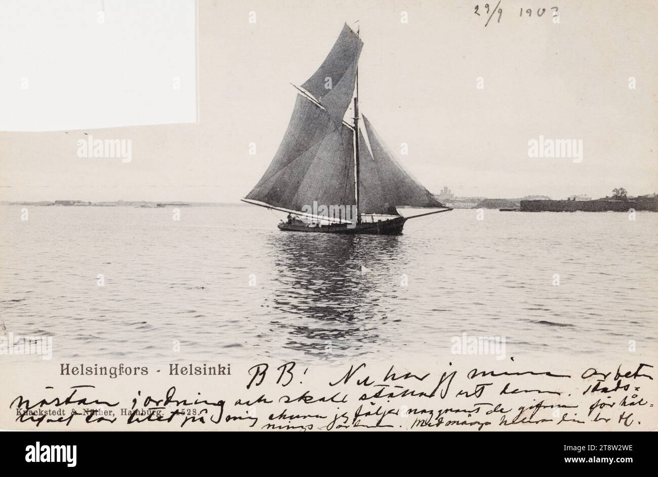 Lettere inviate, Hugo Simberg a sua sorella Blenda Simberg 29.9.1903 (timbro postale), Helsinki Foto Stock