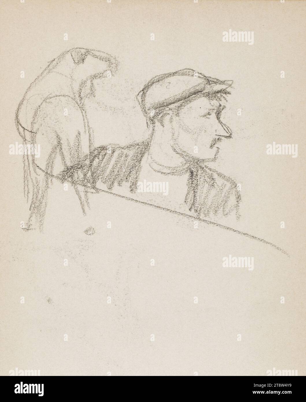 Magnus Enckell, 9.11.1870, Hamina, 27.11.1925, Stoccolma, uomo e cane, sketch, 1902, parte di un libro di schizzi Foto Stock