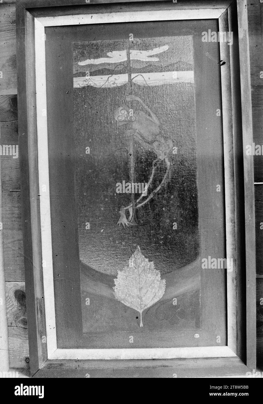 Hugo Simberg, 24.6,1873, Hamina, 12.7,1917, Ähtäri, autunno i, 1896, 164 x 119 mm, allegoria, pianta, foglia di betulla, scheletro, Niemenlautta, yevo, opera d'arte, paesaggio acquatico, altre persone Foto Stock