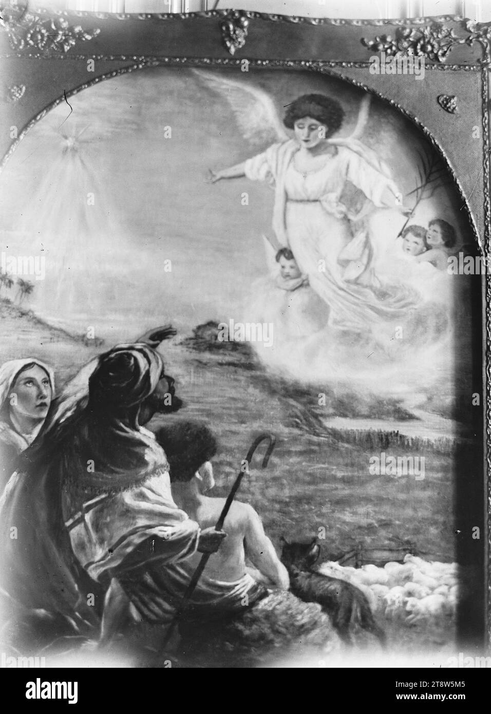 Hugo Simberg, 24.6,1873, Hamina, 12.7,1917, Ähtäri, Angelo appare ai pastori, 1892, 118 x 89 mm, animale, angelo, pecora, pastore, la Bibbia, la stella, l'opera d'arte, l'argomento religioso, altre persone Foto Stock