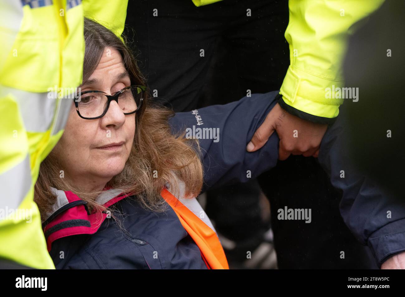 Londra, Regno Unito. 21 novembre 2023. Just Stop Oil manifestanti arrestati a Westminster Londra Regno Unito crediti: Ian Davidson/Alamy Live News Foto Stock