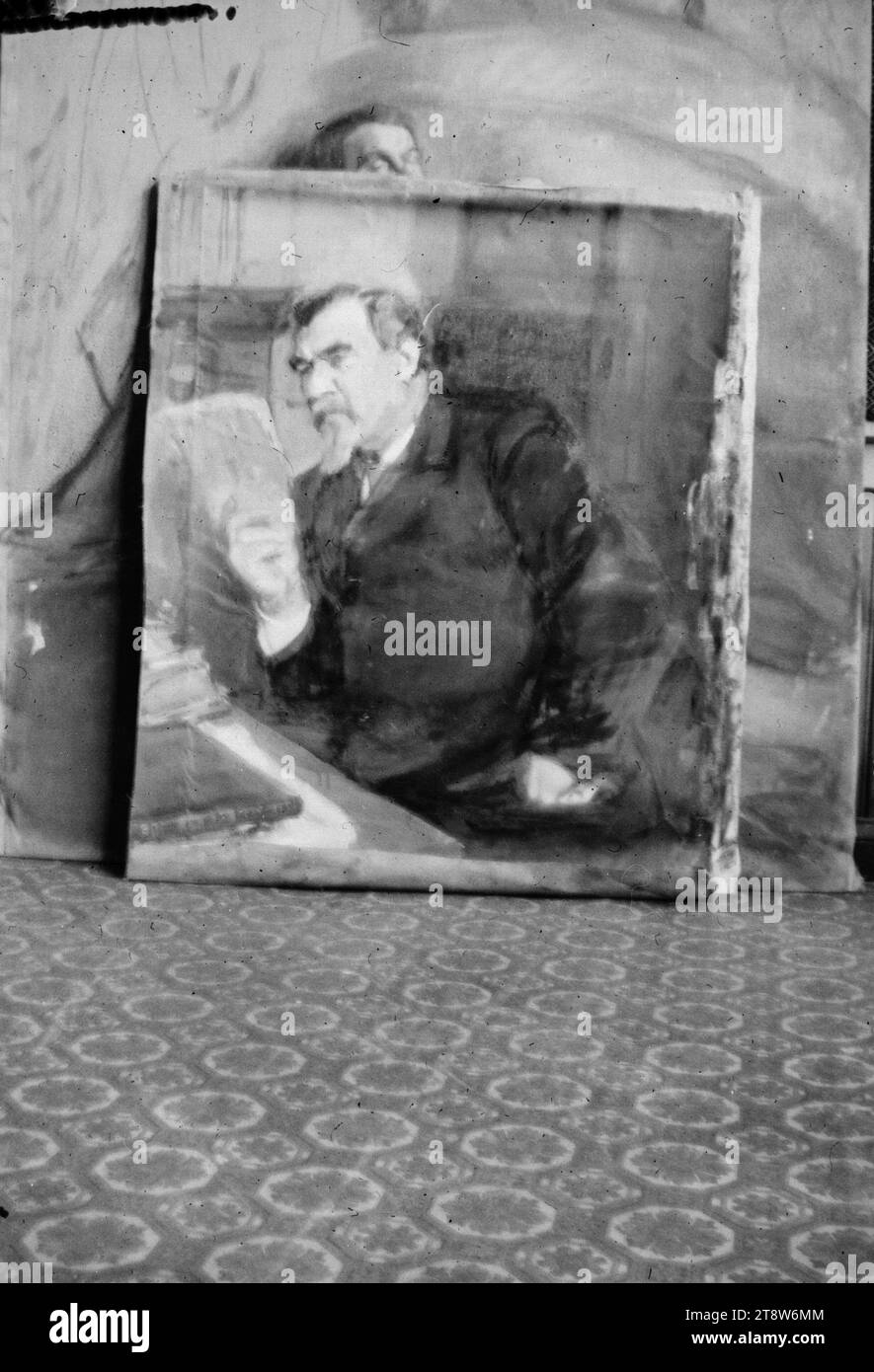 Hugo Simberg, 24.6,1873, Hamina, 12.7,1917, Ähtäri, Karl Gabriel Thiodolf Rein, 1906 - 1907, 82 x 55 mm, cancellieri, lettura, uomo, tavolo, professore, opera d'arte, università, altre persone Foto Stock