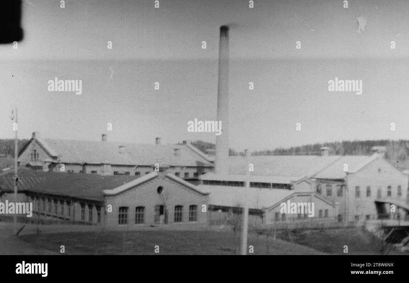 Hugo Simberg, 24.6,1873, Hamina, 12.7,1917, Ähtäri, Kymintehdas Kuusankoske, 1900, 55 x 82 mm, Karl Swanljung -adressen 4, cartiera, fabbrica, immagine esterna - lavoro: Regina Sofia Maddalena Foto Stock