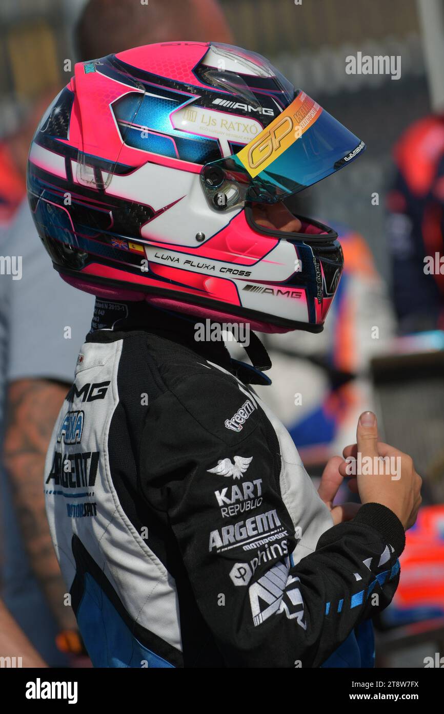 Luna Fluxa è un promettente talento spagnolo associato al team Mercedes di Formula 1 come pilota junior. Foto Stock