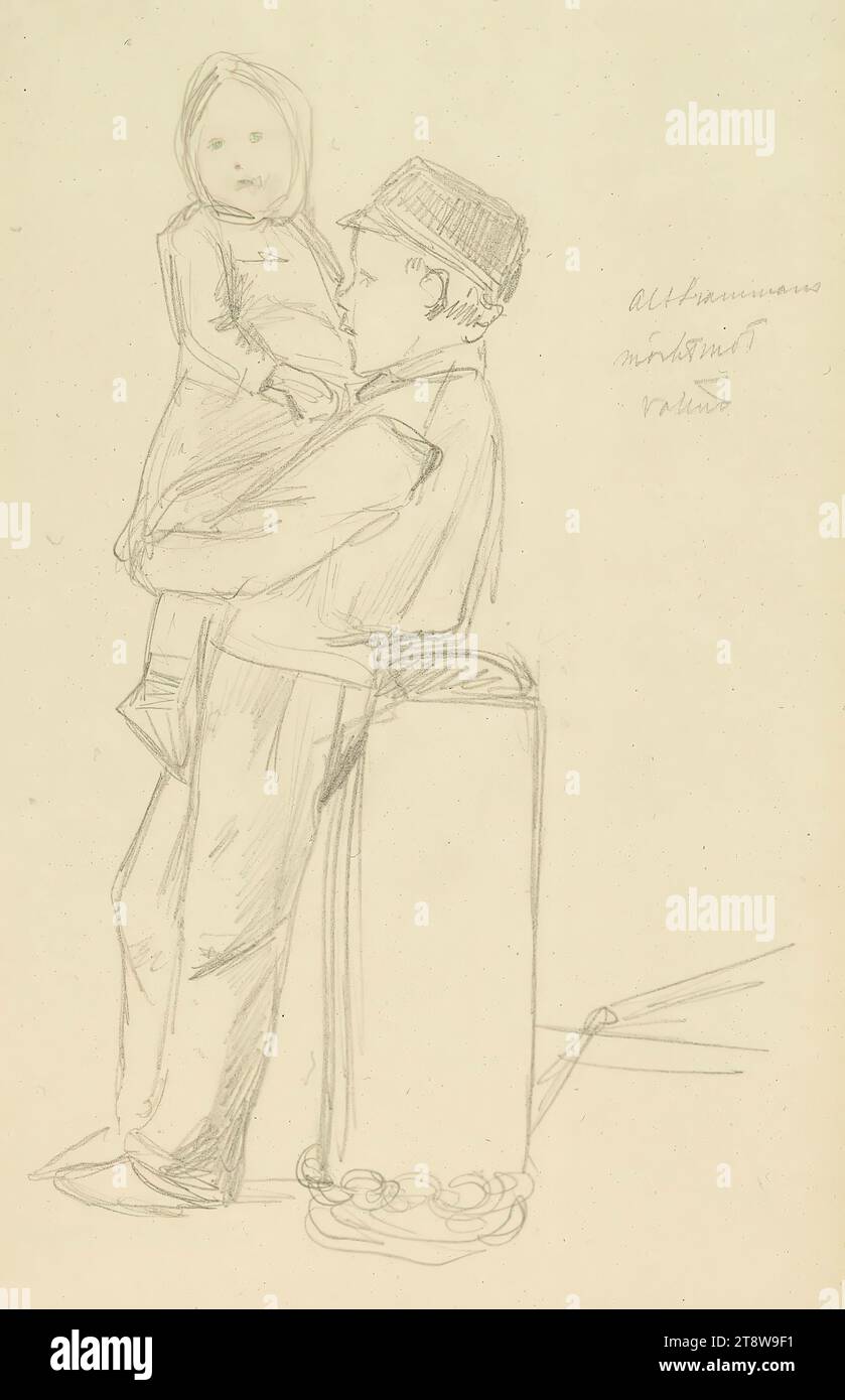 Albert Edelfelt, 21.7,1854, Kiiala Manor, comune di Porvoo, 18.8,1905, Haikko, comune di Porvoo, ragazzo in piedi sulla banchina, bambina Foto Stock
