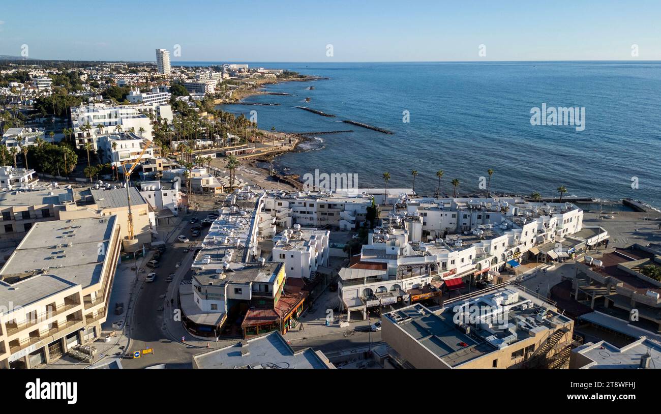 Vista aerea dell'area turistica di Kato Paphos, Paphos, Cipro. Foto Stock