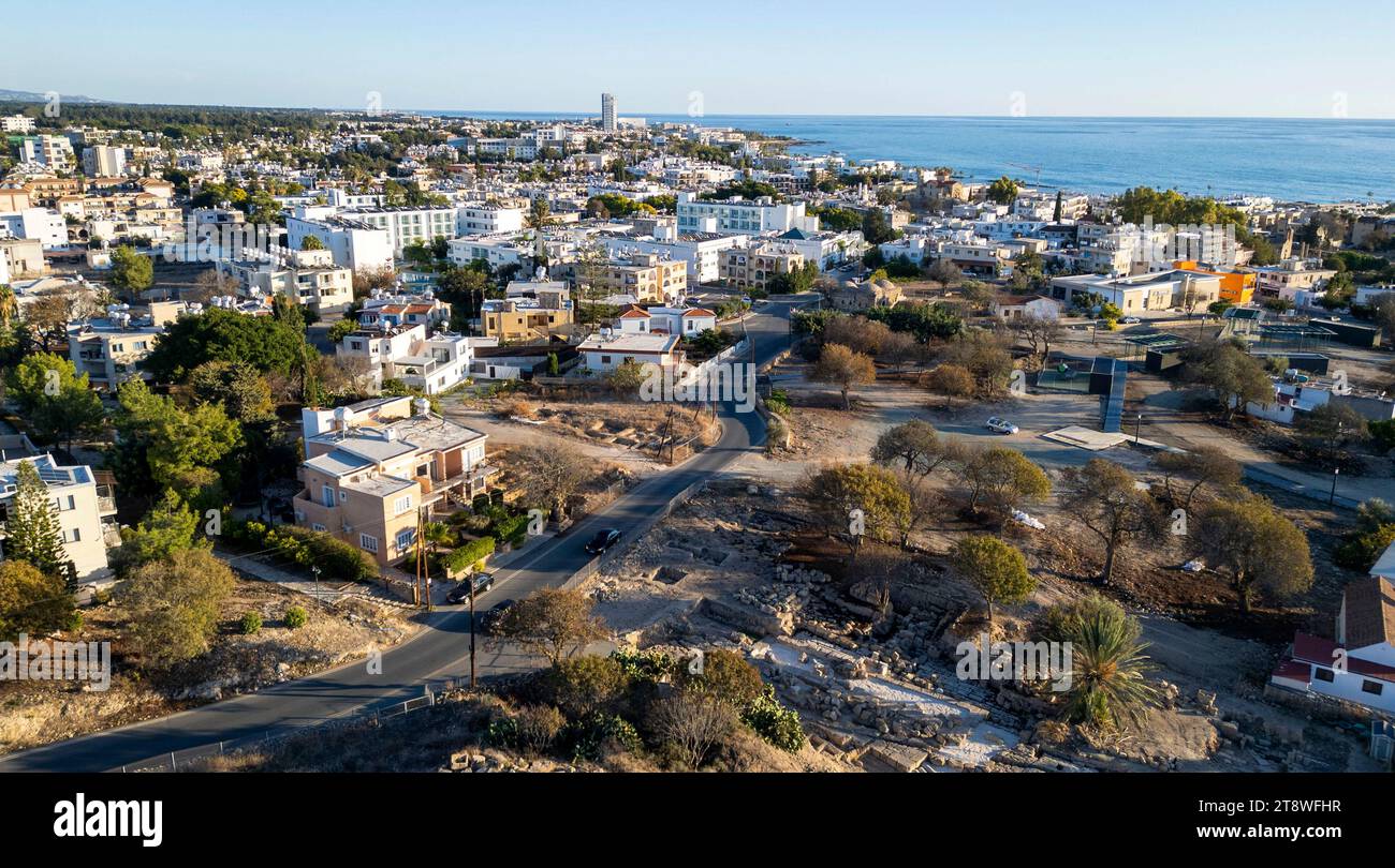 Vista aerea dell'area turistica di Kato Paphos, Paphos, Cipro. Foto Stock