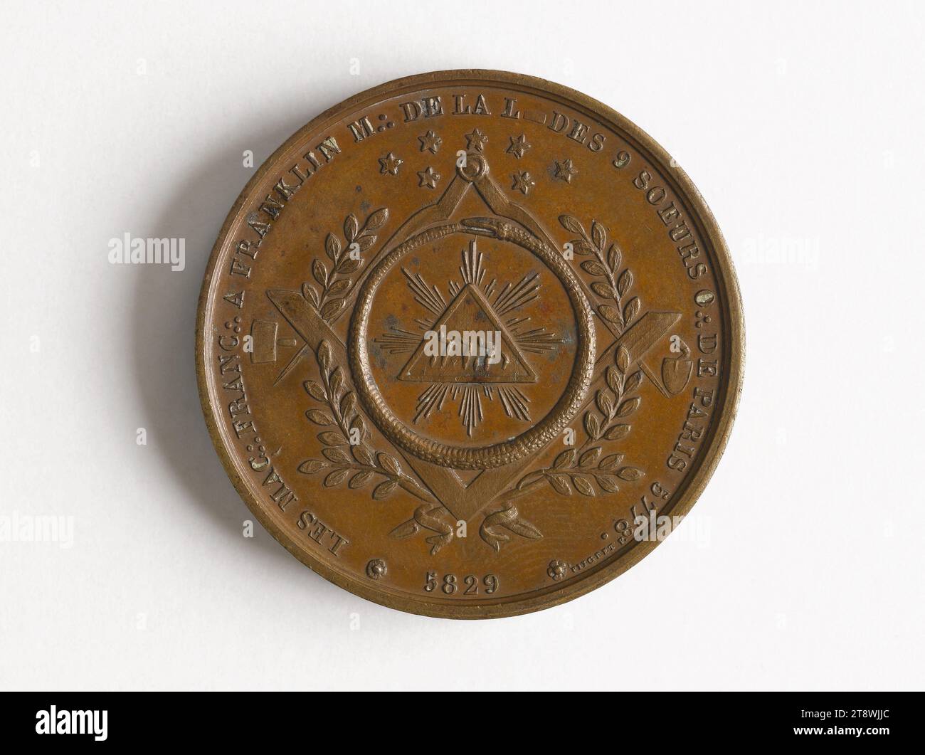 Benjamin Franklin (1706-1790), scrittore, fisico e diplomatico americano, 1818, Pingret, Joseph Arnold, Medal Engraver, Numismatics, Medal Foto Stock