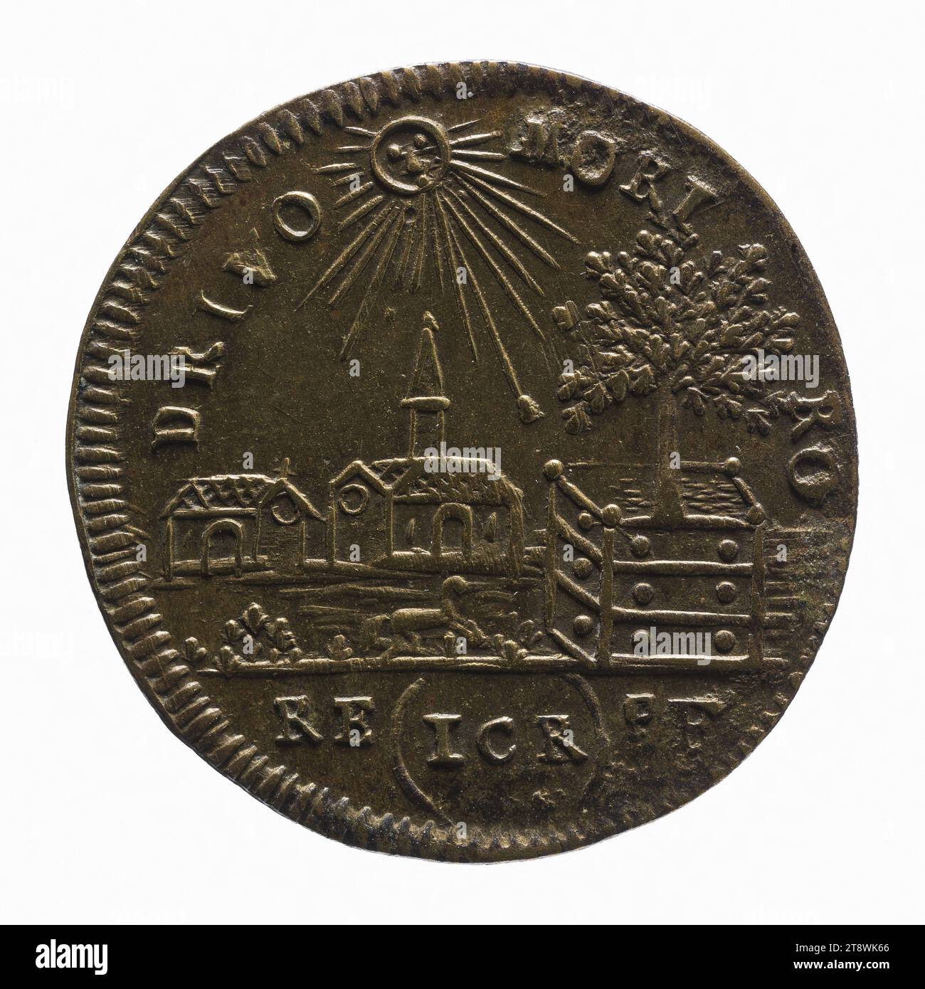 Luigi XVI, Re di Francia (1774-1792), Reich, Johann Christian, Medal Engraver, Array, Numismatic, Token (numismatico), Ottone, diametro: 2 cm, peso (tipo e dimensione): 0,98 g. Foto Stock