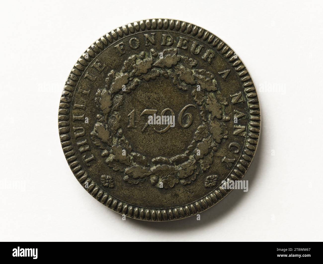 Essai de fabrication au faisceau, 1796, Thuillié (Monsieur), Graveur en médailles, Array, Numismatique, Monnaie, Nancy, diametro: 3,13 cm, peso (dimensione tipo): 21,76 g. Foto Stock