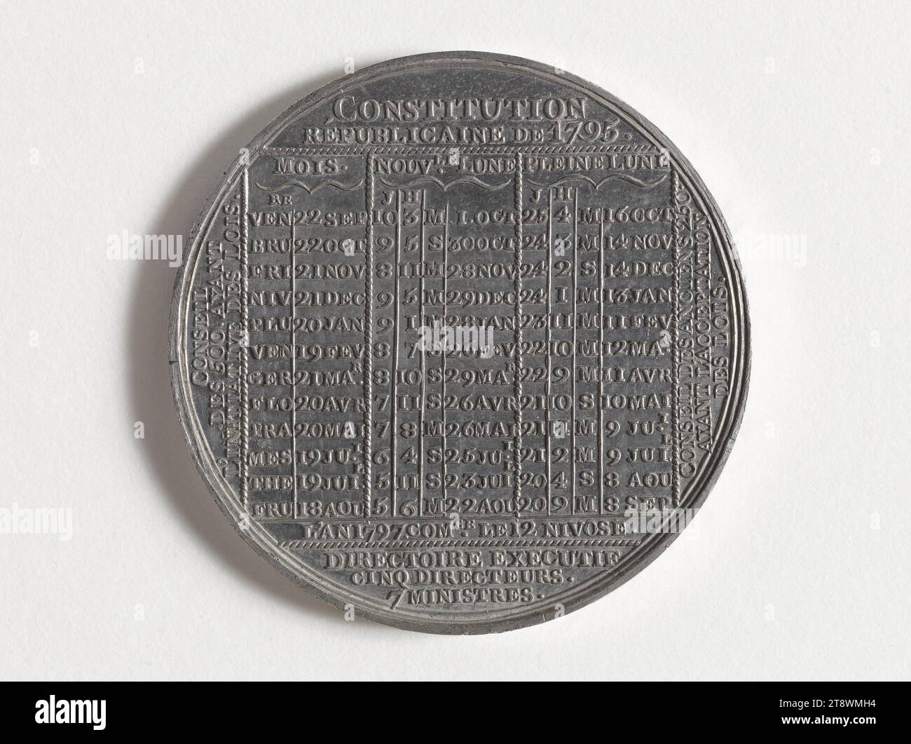 Calendario dell’anno V, 1796, Tiolier, Pierre-Joseph, incisore in medaglie, array, Numismatic, Medal, peso (dimensione tipo): 26,94 g, diametro: 4,5 cm Foto Stock