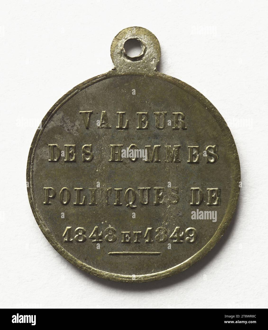 Satira della vita politica, 1848-1849, Anonimo, incisore in medaglie, Array, Numismatica, Medaglia, Ottone, dimensioni - pezzo: diametro: 2 cm, peso (tipo dimensione): 3,01 g. Foto Stock