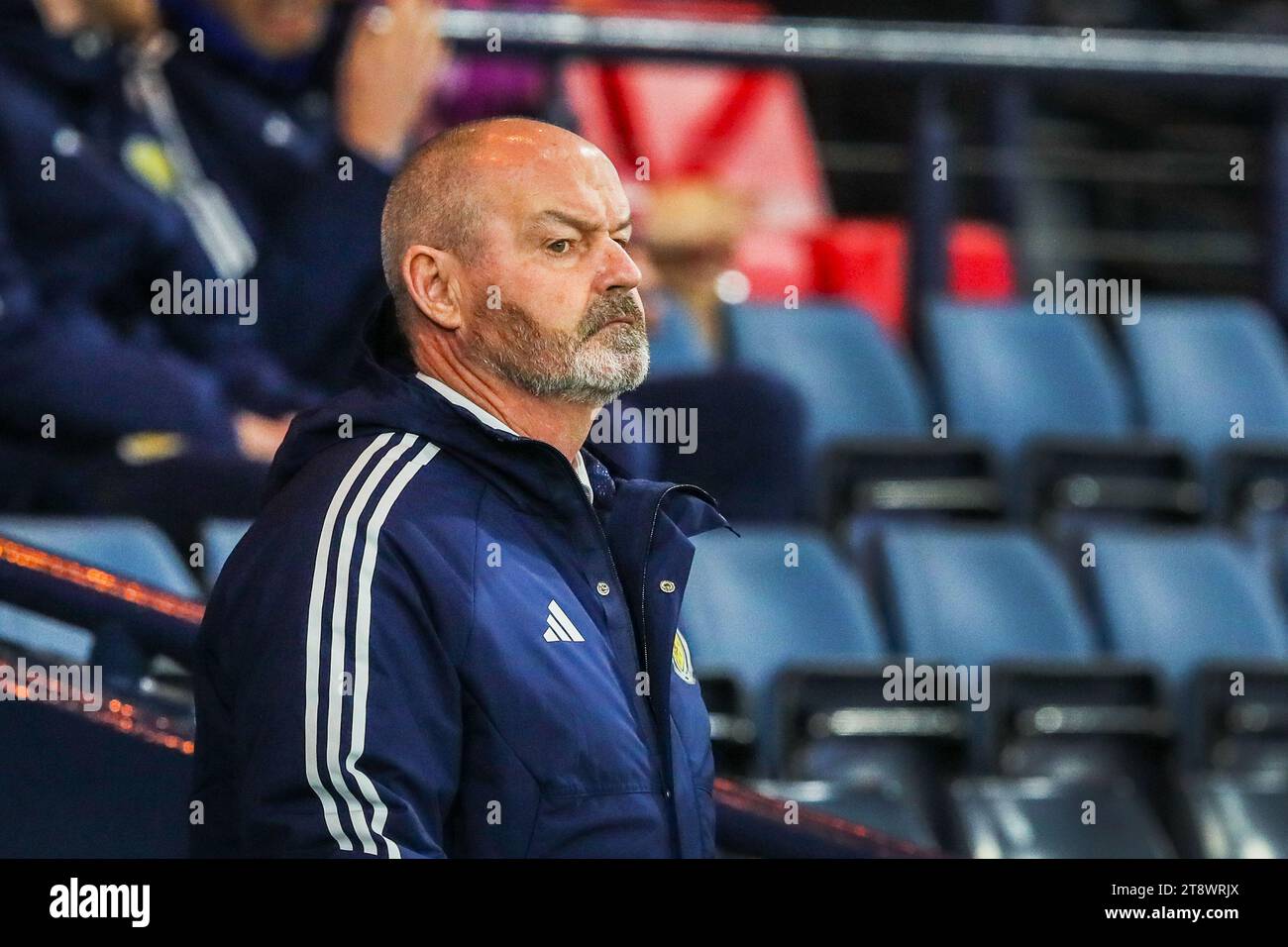 STEVE CLARKE, allenatore della squadra di football nazionale scozzese. Immagine scattata all'Hampden Park, stadio di calcio nazionale, davanti al m Foto Stock
