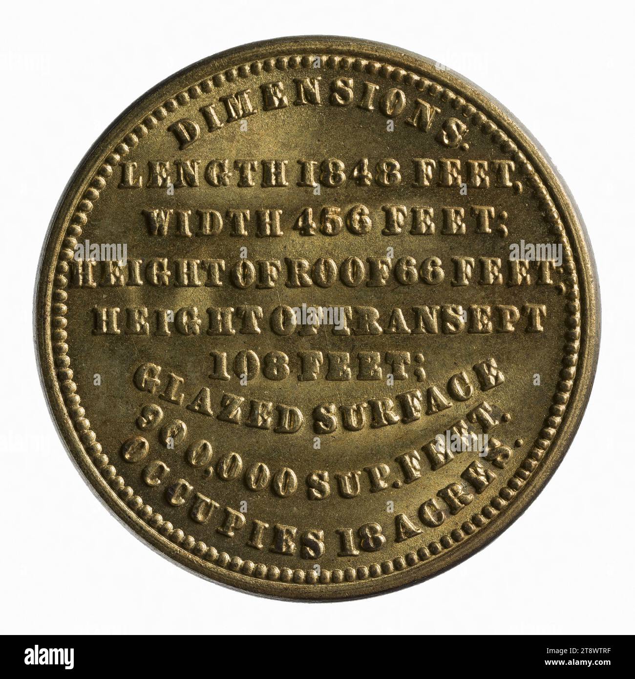 The Crystal Palace, Londra, 1851, Anonymous, Medal Engraver, array, Numismatics, Medal, Brass, Londra, dimensioni - pezzo: diametro: 2,3 cm, peso (dimensione tipo): 3,91 g. Foto Stock