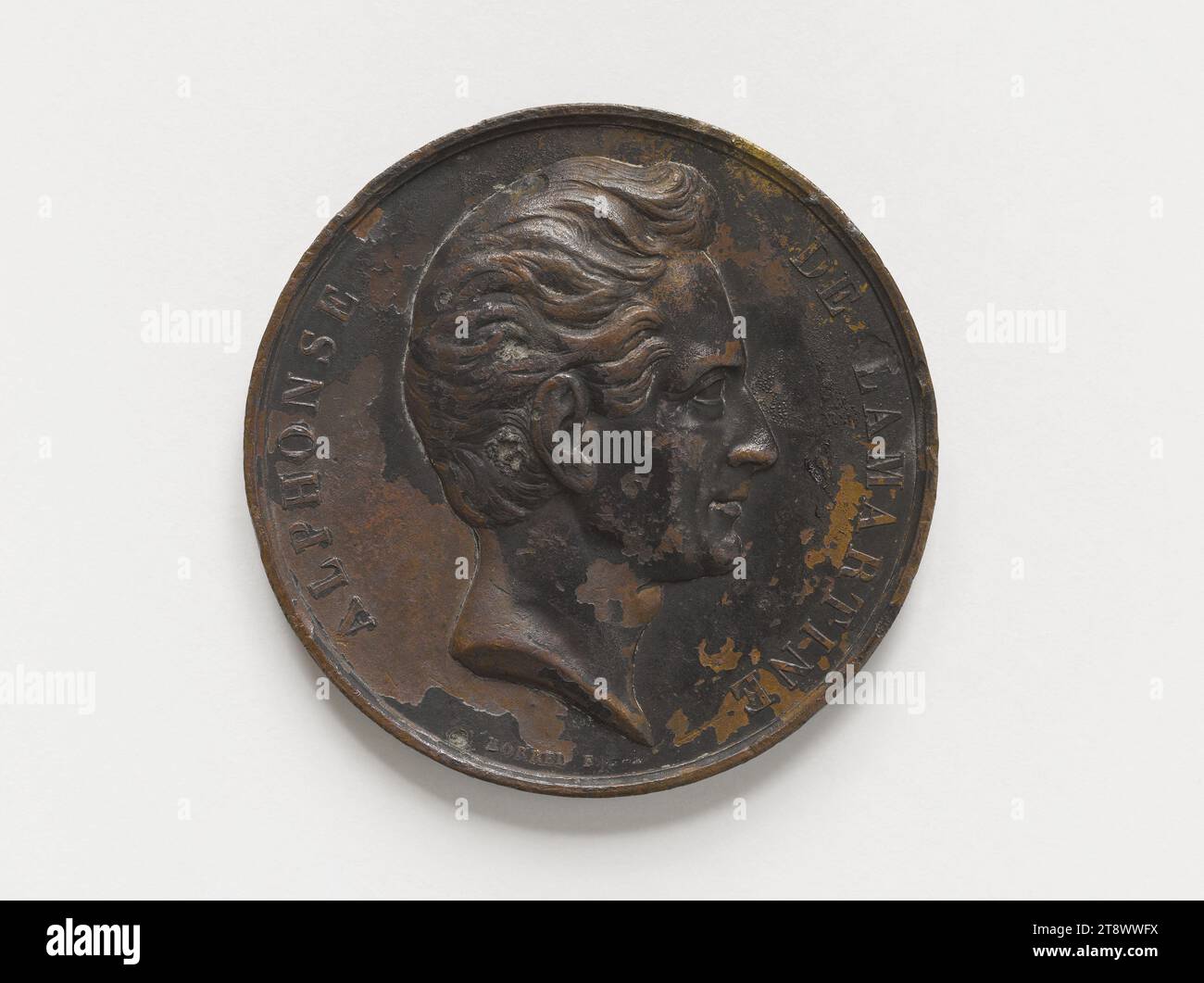 Alphonse de Lamartine (1790-1869), poeta, drammaturgo e politico francese, intorno al 1848, Borrel, Valentin Maurice, incisore in medaglie, intorno al 1848, Numismatics, Medal Foto Stock