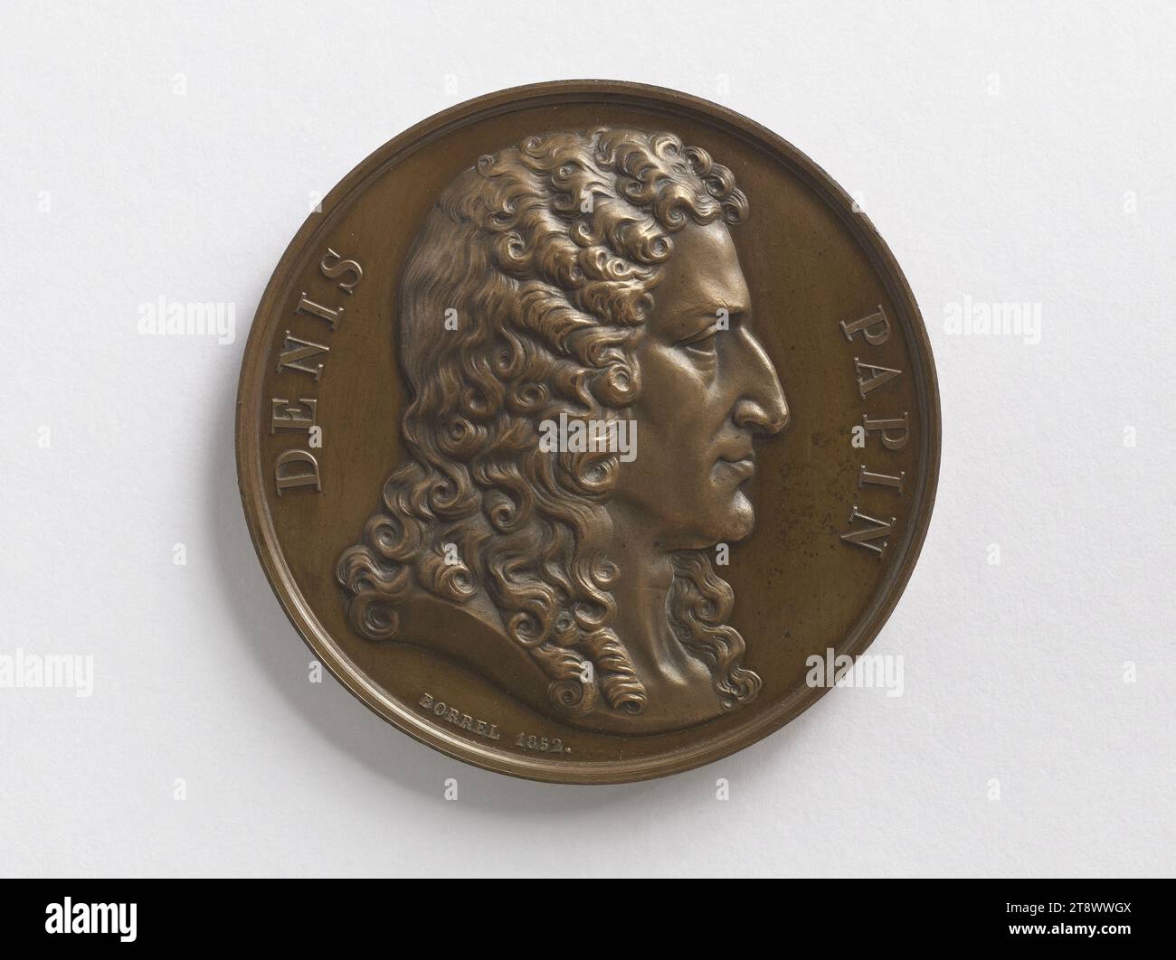 Denis Papin (1647-1712), fisico, matematico e inventore francese, 1852, Borrel, Valentin Maurice, incisore in medaglie, nel 1852, Numismatics, Medal Foto Stock