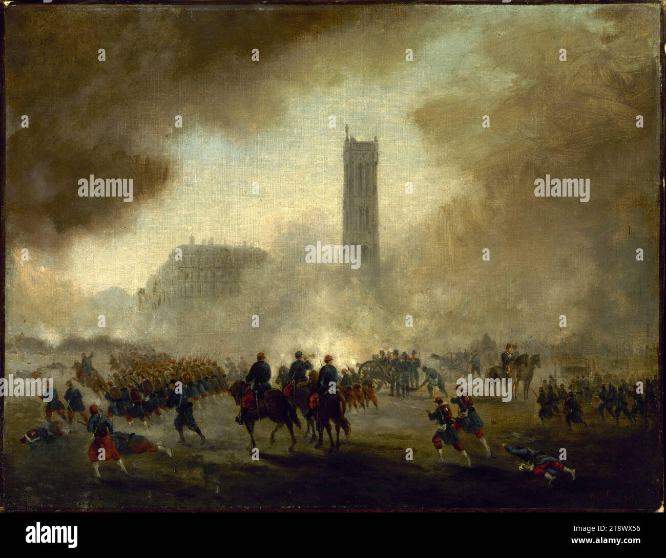 La torre di Saint-Jacques, conquistata dalle truppe di Versailles, Boulanger, Gustave Clarence Rodolphe, Painter, Array, pittura, dimensioni - lavoro: altezza: 50 cm, larghezza: 64,5 cm Foto Stock