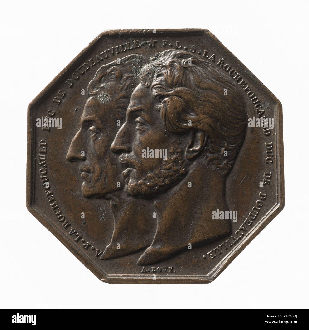 La Concorde: Public Limited Company for the formation and management of Mutual Life Insurance companies, 12 marzo 1842, Bovy, Antoine, incisore in medaglie, nel 1842, Numismatics, Token (numismatics), rame, dimensioni - pezzo: diametro: 3,6 cm, peso (dimensione tipo): 20,4 g. Foto Stock