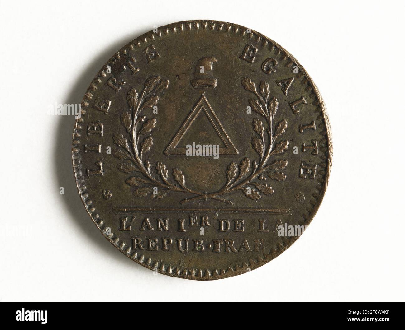 Brezin private coin test, 1792, Brézin, Michel, incisore in medaglie, array, Numismatica, valuta, dimensioni - pezzo: diametro: 2,1 cm, peso (tipo dimensione): 4,61 g. Foto Stock
