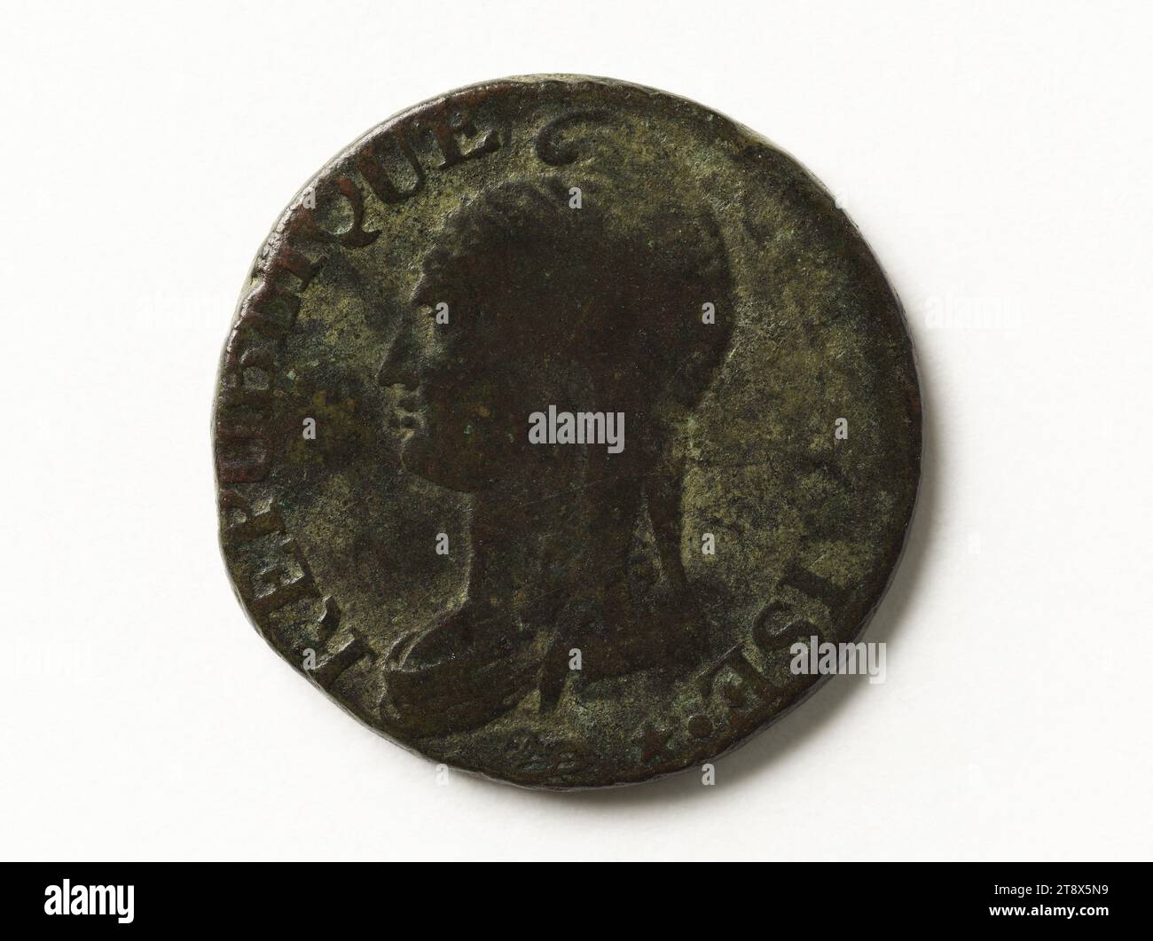 Moneta da cinque centime, anno V (1797), Dupré, Augustin o Auguste, incisore in medaglie, array, Numismatica, valuta, dimensioni - pezzo: diametro: 2,6 cm, peso (tipo dimensione): 8,7 g. Foto Stock