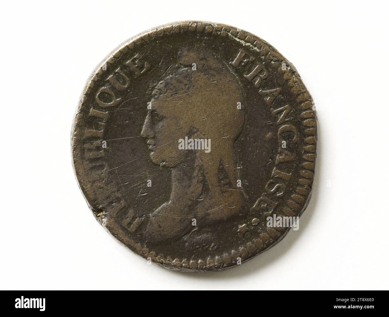 Moneta da decime, anno V (1797), Dupré, Augustin o Auguste, incisore in medaglie, array, Numismatics, Currency, Paris, dimensioni - Opera: diametro: 3,2 cm, peso (tipo dimensione): 20,29 g. Foto Stock