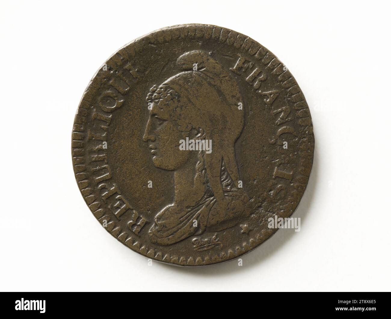 Moneta da decime, anno V (1797), Dupré, Augustin o Auguste, incisore in medaglie, array, Numismatics, Currency, Paris, dimensioni - Opera: diametro: 3,1 cm, peso (tipo dimensione): 18,79 g. Foto Stock