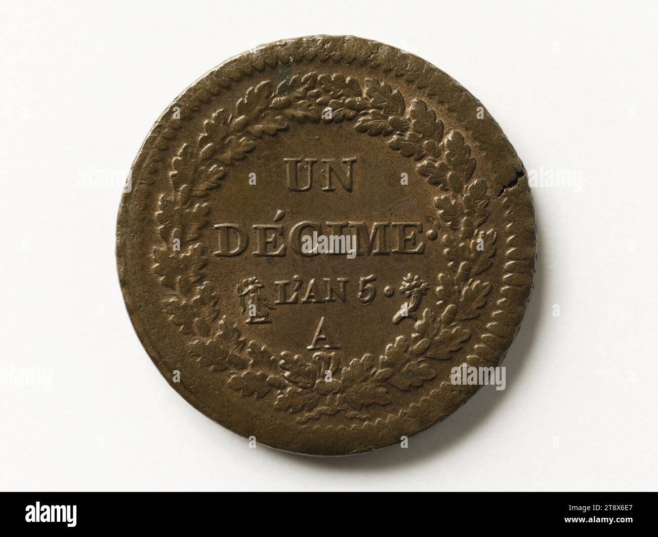 Moneta da decime, anno V (1797), Dupré, Augustin o Auguste, incisore in medaglie, array, Numismatics, Currency, Paris, dimensioni - Opera: diametro: 3,2 cm, peso (tipo dimensione): 21,25 g. Foto Stock