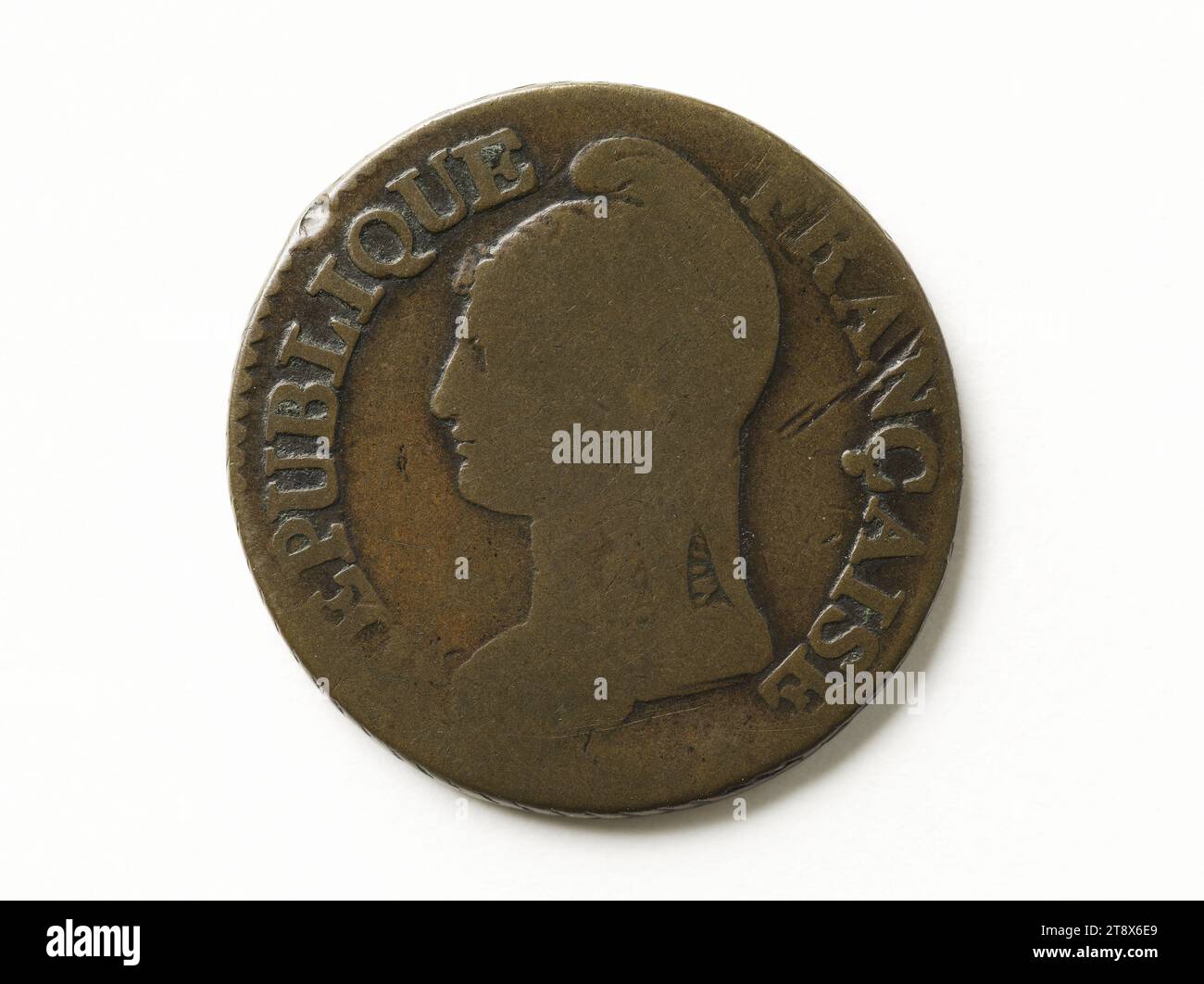 Moneta da decime, anno V (1797), Dupré, Augustin o Auguste, incisore in medaglie, array, Numismatics, Currency, Paris, dimensioni - Opera: diametro: 2,7 cm, peso (tipo dimensione): 8,88 g. Foto Stock