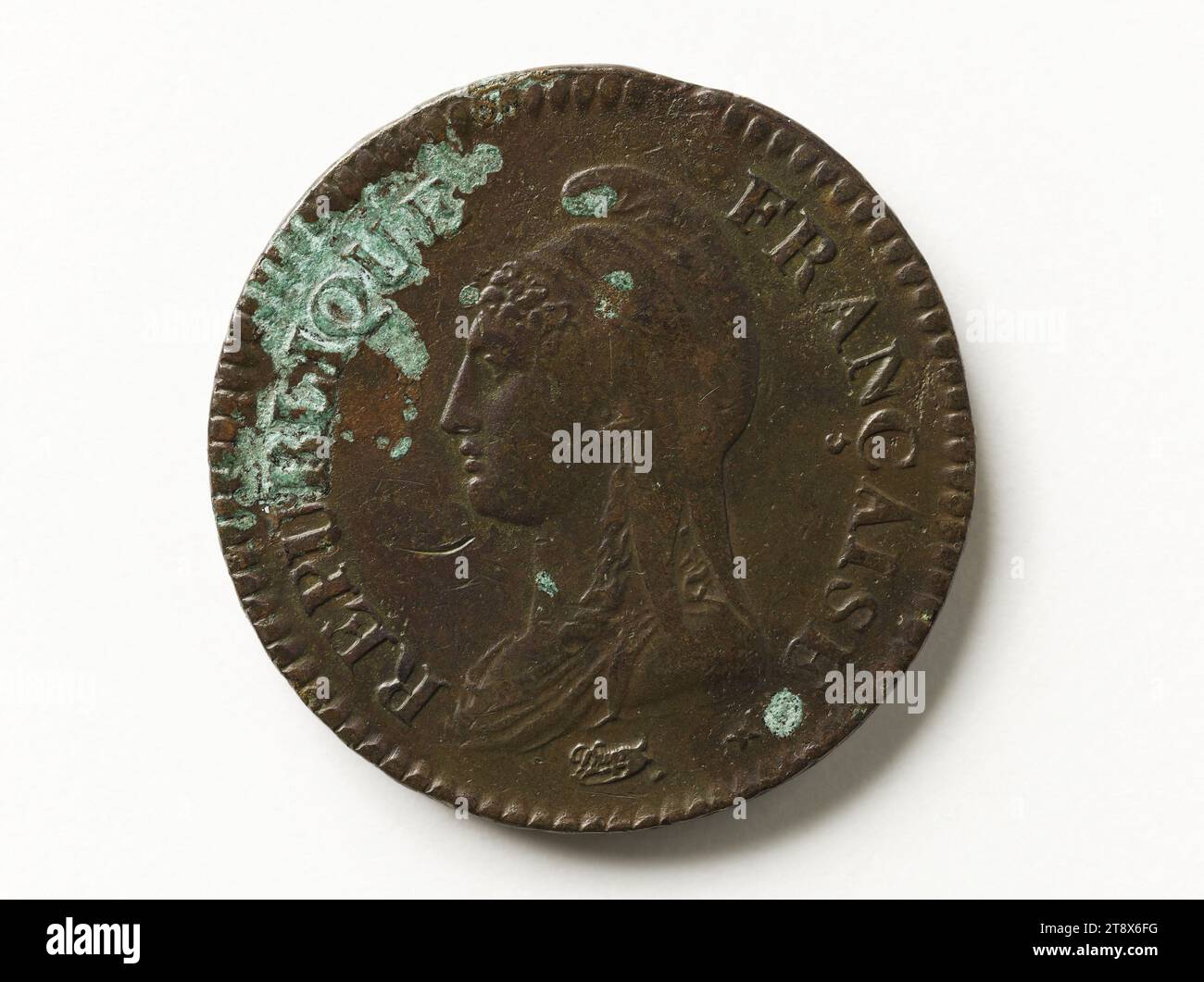 Moneta da decime, anno V (1797), Dupré, Augustin o Auguste, incisore in medaglie, array, Numismatics, Currency, Paris, dimensioni - Opera: diametro: 3,2 cm, peso (tipo dimensione): 20,81 g. Foto Stock