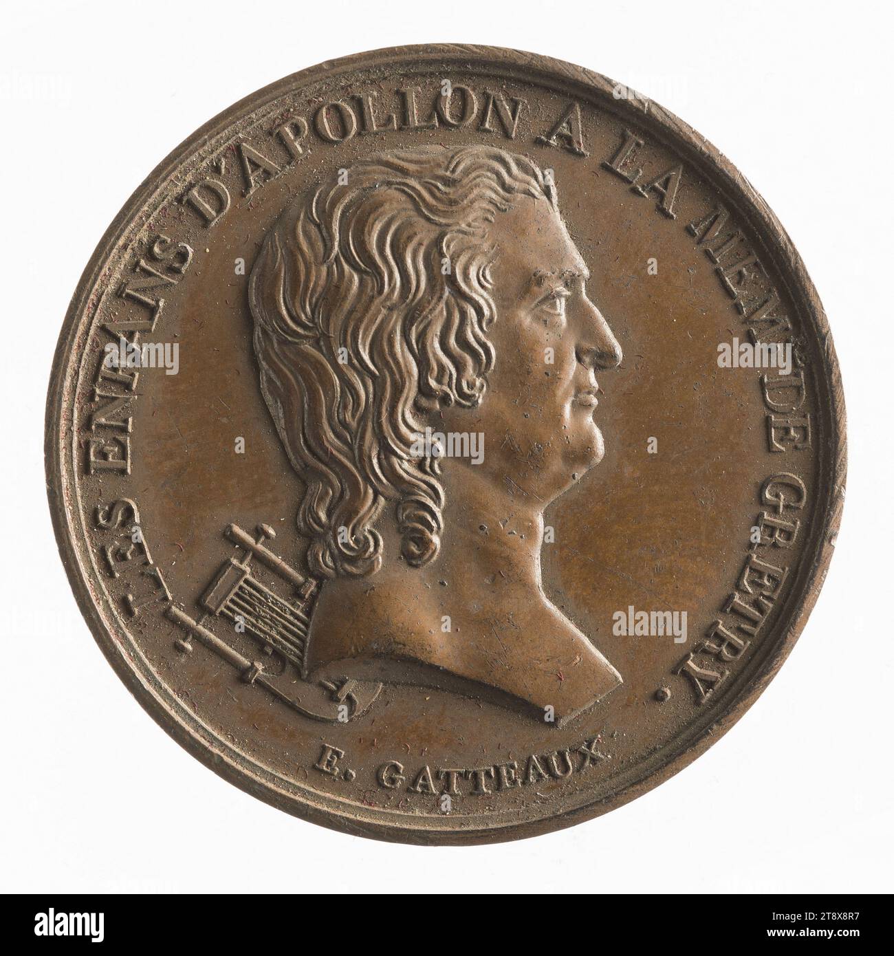 Omaggio dei figli di Apollo ad André-Ernest-Modeste Grétry (1741-1813), 19 maggio 1814, Gatteaux, Jacques-Edouard, incisore in medaglie, nel 1814, Numismatics, Token (numismatics), rame, dimensioni - pezzo: diametro: 3 cm, peso (dimensione tipo): 9,71 g. Foto Stock