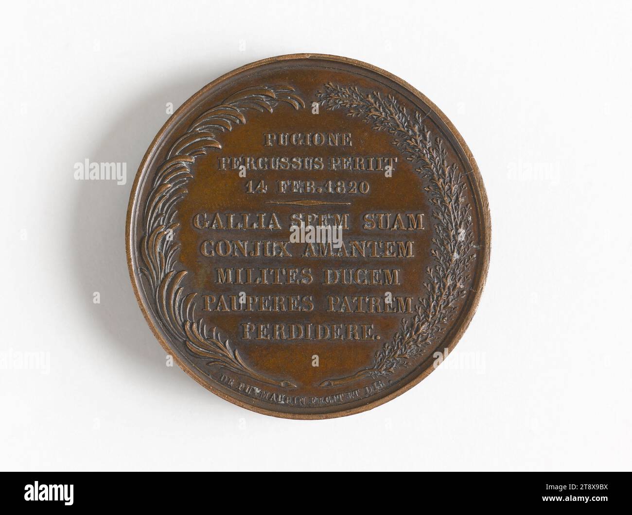 Assassinio del duca di Berry, 14 febbraio 1820, Gayrard, Raimondo, incisore in medaglie, Array, Numismatics, Medal Foto Stock